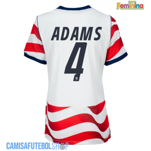 Camisa de time de futebol Estados Unidos Tyler Adams #4 Replicas 1º Equipamento Feminina Mundo 2026 Manga Curta